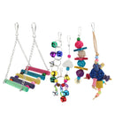 6pcs Parrot Toys Set Chewing Swing Rattan Ball String Bells Perches