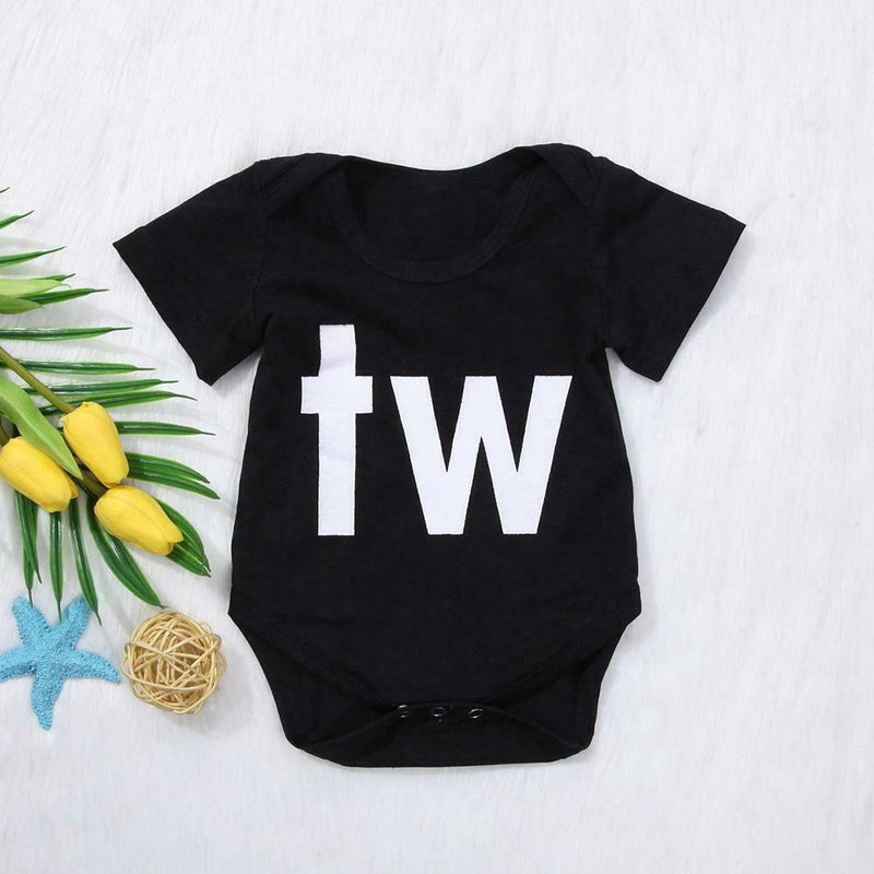 Baby Boys Girls Rompers Short Sleeve Print Jumpsuits (TW Print 6-9M) A