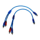 2 female to 2 pieces Male RCA Speaker Splitter Cable Adapter Blue 12