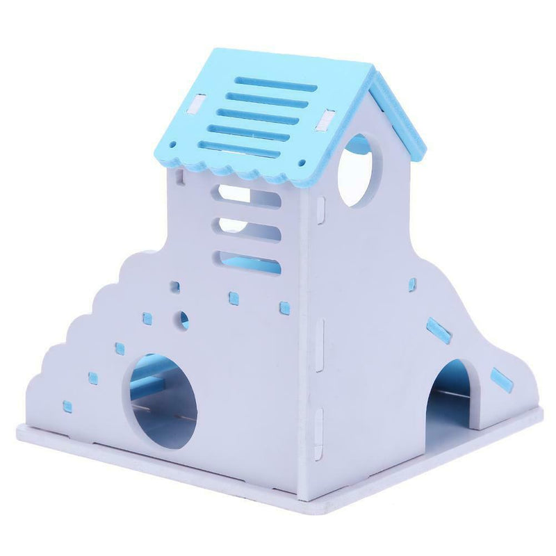 Waterproof Removable Stairs Double Layer Villa Hamster Sleeping Nest(Blue)