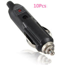 10Pcs12V With Fuse Red LED Male Car Cigarette Lighter Socket Plug Connector DIY