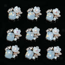 10x Diamante Crystal Flower Flatback Craft Buttons Scrapbook Embellishment