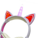Cat Ear Unicorn Kids Headphones LED Flashing Girls Headband white pink