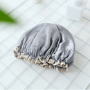 Solid Color Shower Cap for Long Hair Waterproof Mold Washable Hair Cover Wo