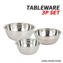 3Pcs Mixing Bowl Stainless Steel Kitchen Cook Bakeware Food Serving Storage