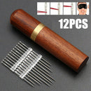 Stainless Steel Self-threading+ 12Pcs Needles Opening Sewing Darning Needles