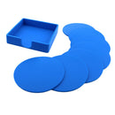7pcs Rubber Silicone Hot Drink Coasters Round Place Mat Cup Holder,Blue