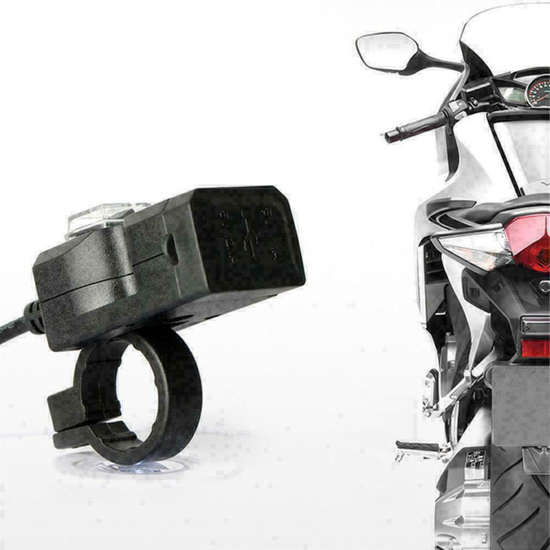 1X Waterproof Dual USB 12V Motorcycle Charger Socket Mounts Switch & S9Z7 W U1U7