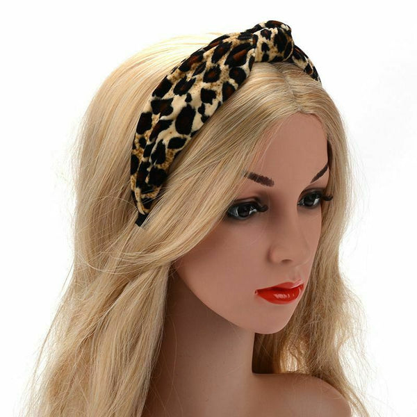 5X(Leopard Twist Knot Pattern Headband Sweet Chiffon Print Hair Band Fashi G4C1)