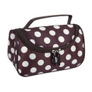 Coffee Small White Polka Dot Dual Zipper Cosmetic Bags Toiletry Makeup Bags
