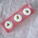 Sweetgo Pink Rectangle Cupcake Tray Hollow Out Race Edge Metal Stand Cake A