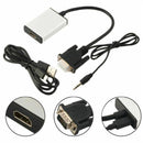 VGA Male To HDMI Output 1080P HD + Audio TV HDTV Video Cable Converter A JQE