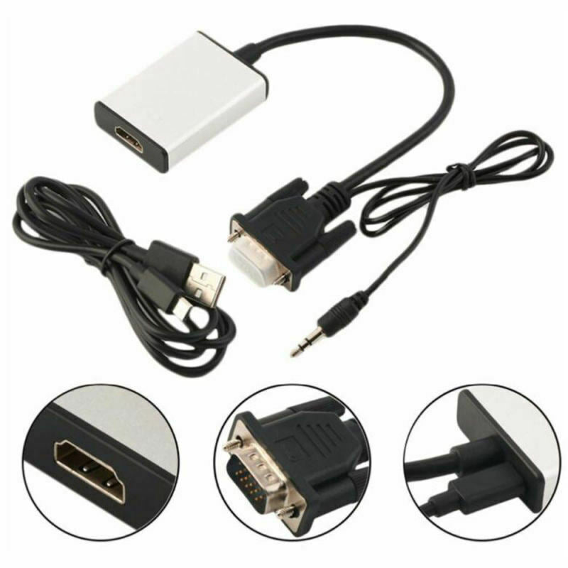 VGA Male To HDMI Output 1080P HD + Audio TV HDTV Video Cable Converter A JQE