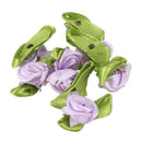 100 Pcs Mini Satin Ribbon Rose Flower Leaf Wedding Decor Appliques Sewing D E1Y3