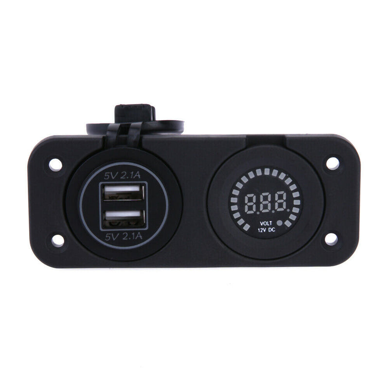 Center Console 4.2A With Aperture Dual USB Blue + 12V Color Voltmeter