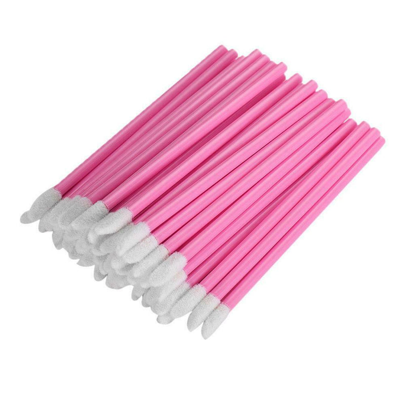 50pcs Disposable Makeup Lip Brush Lipstick Gloss Wands Applicator (Pink) A