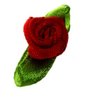 100pcs Mini Satin Ribbon Rose Flower Leaf Wedding Decor Appliques Sewing DI