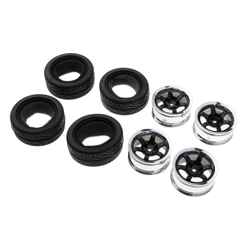 4pcs RC Flat Racing Tires Tyre Wheel Rim For HSP HPI 1:10 On-Road Car 6017