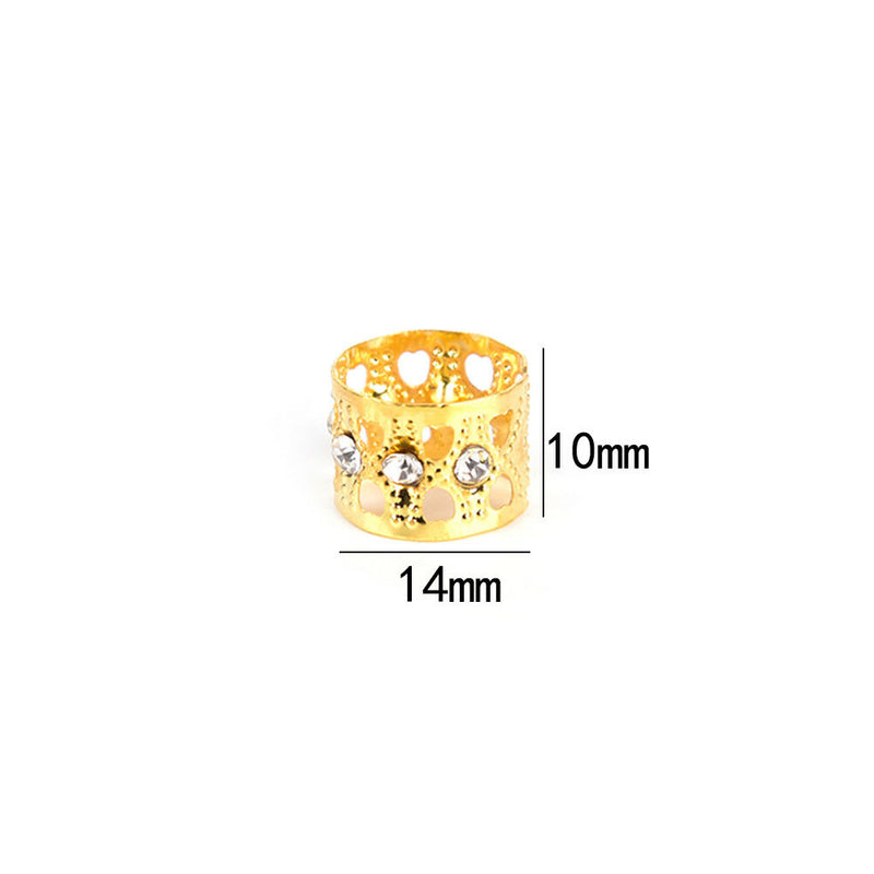 10Pcs Braiding Hair Rings Dreadlock Marley Braids Beads Clips Cuffs Rhinestone Z