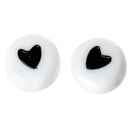 50Pcscrylic Heart Love Coin Round Flat Spacer Beads 7mm Black  White New
