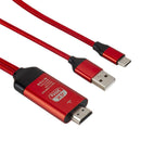 4K Type-C to HDMI Aluminum Alloy 2m Converter Cable w/USB for Laptop (Red) A