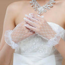 2 Pairs Short Wedding Gloves Bride Beaded Lace Formal Evening Party Pro ABX