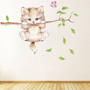 cute cat butterfly tree branch wall stickers for kids rooms home decoration P4A9