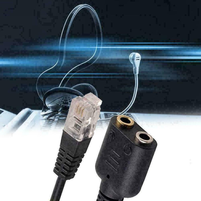 Dual 3.5mm Audio Jack to RJ9 Plug 25cm PC Headset Telephone Cable Headset P Q3E7
