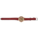 Female Arabic numbers smooth Leather belt quartz Wrist Watch Red  O7I1
