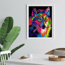5D DIY Full Round Drill Diamond Painting Colorful Wolf Cross Stitch Mosaic