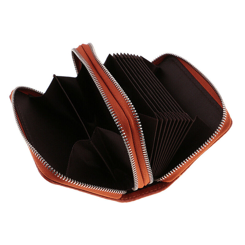 Leather Unisex Credit Card Holder Zipper Wallet Business Cards Case Purse Travel