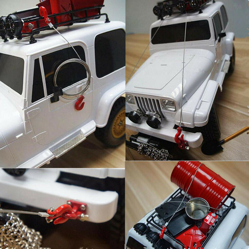 4PCS RC Rock Crawler 1:10 Tow Hook+Trailer Rope+Steel Tow Chain for Traxxas Hsp