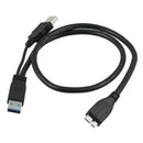 USB 3.0 A Male to Micro B Y Cable for Mobile Hard Drive HDD 60cm Long Black