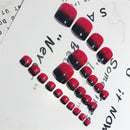 Artificial Toes False Nails Press On Gradient Red Color Pedicure Diy To ï¼D