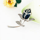 Blue Crystal Brooch Womens Classy Rose Flower Brooch Pin C5C2