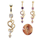 Love Heart Crystal Gem Navel Buckle Belly Ring Piercing Body Diamond Inlaid R4M9