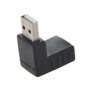 Black Right Angle USB 2.0 Type A Male to Female Adapter Connector
