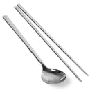 Set of 2 Reusable Metal Chopsticks - Stainless Steel Spiral Chopstick and Spoon