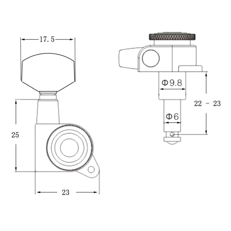 1 Set 6L Electric Guitar Tuning Pegs Lock String Iron Golden