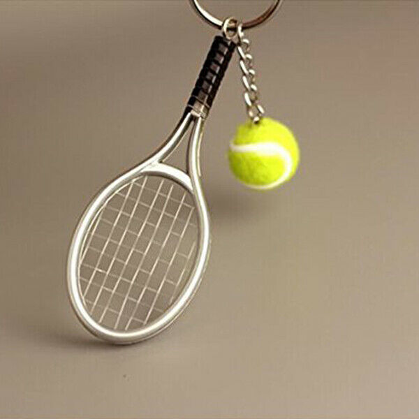 1 piece Mini Tennis Racket Keychains Creative Alloy Tennis Ball Racket Keyr S1Q5