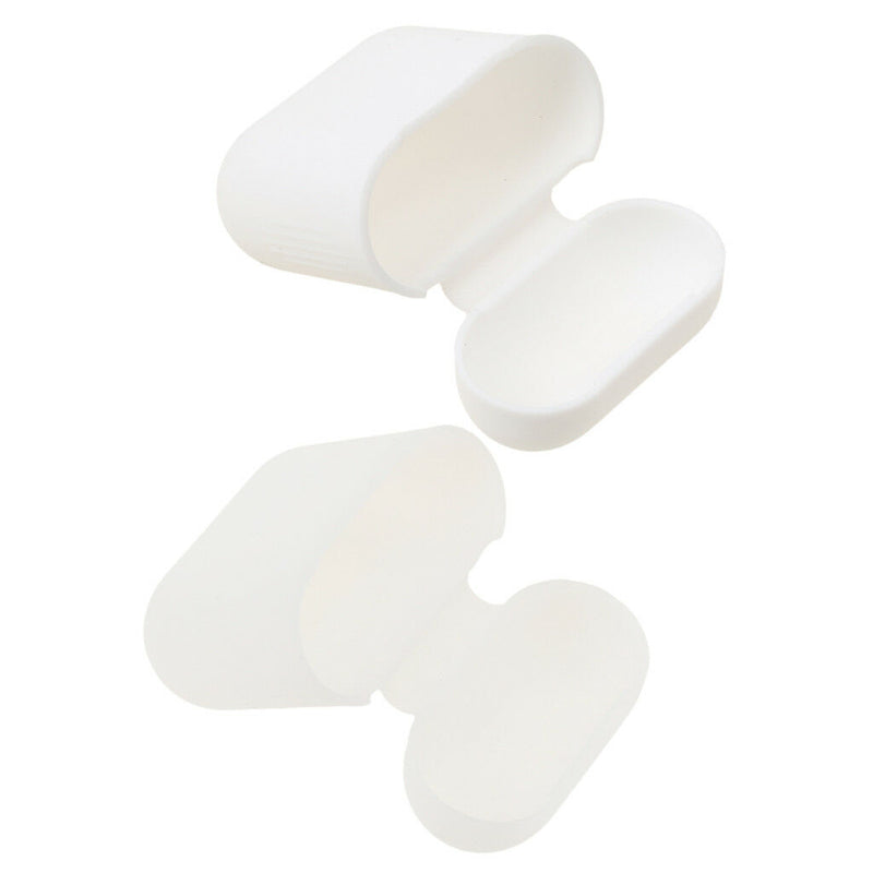 Clear+White Silicone Case Protector Bumper Box For AirPods Wireless Earpod
