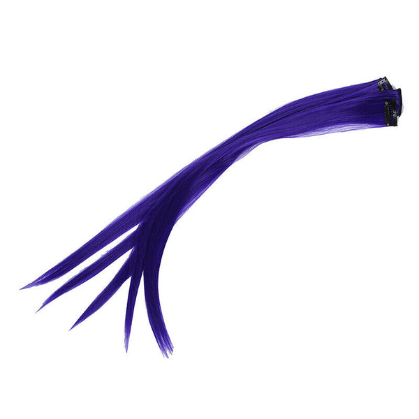 5 Pcs Colored Clip-on In Hair Extensions Straight Wigs Hairpieces 23.6 Inch H7Q9