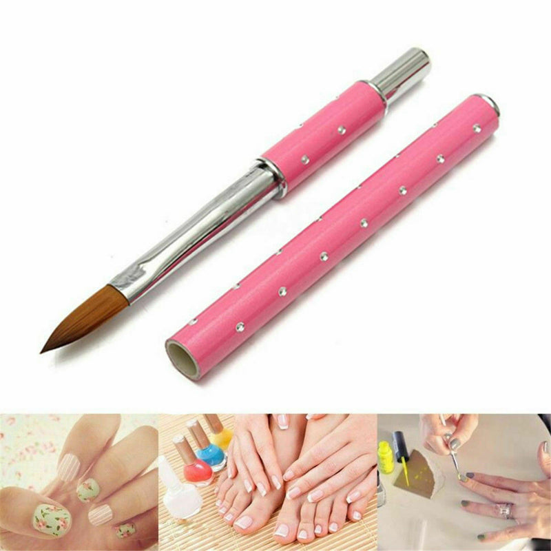 Pro Nail Art Brush Tool For Acrylic & Metal Handle With Diamond Kolinsky Hair 8#