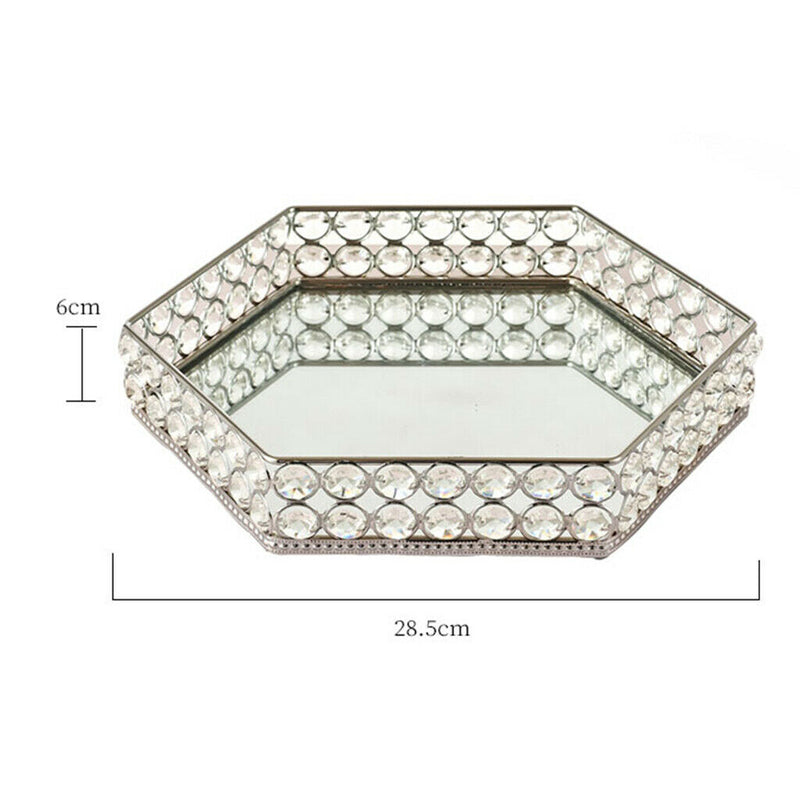 Handcraft premium crystals 2 layer crystal beads mirrored glass surface tray