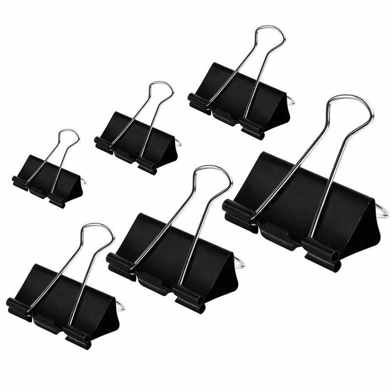 Binder Clips Paper Clamps Assorted Sizes 100 Count (Black), X Large, Large, C6R9