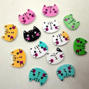100pcs/Lot Mixed Cartoon CAT Wooden Buttons For Sewing Scrapbooking DIY