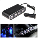 12V/24V In-Car USB Charger Four Sockets Cigarette Lighter with Fuse Mini Switch
