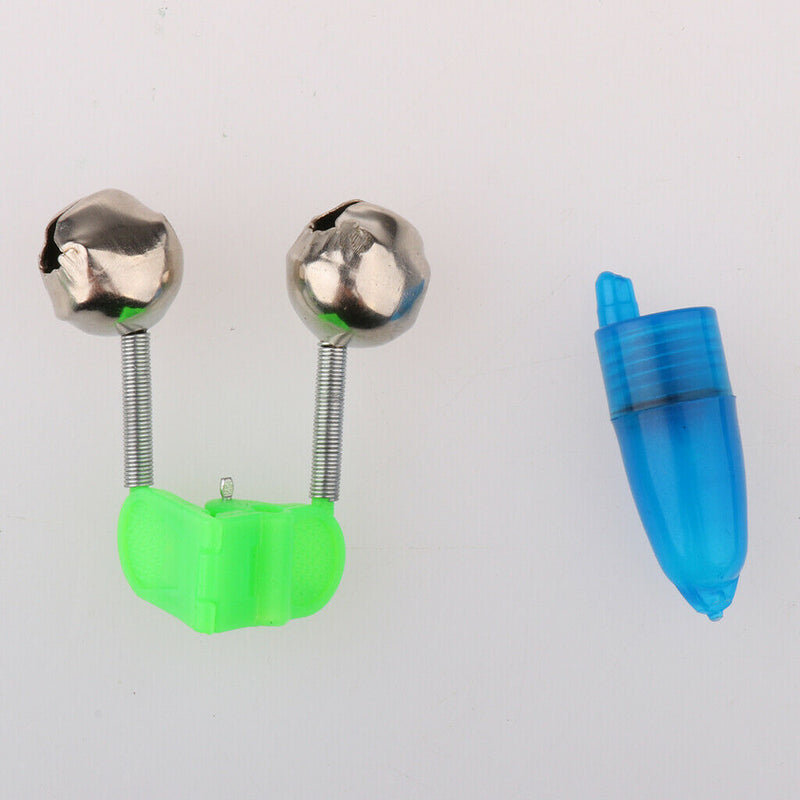 20Pcs Electronic Night Fishing Bite Alarm Twin Bells Light Alerter Ring Accs