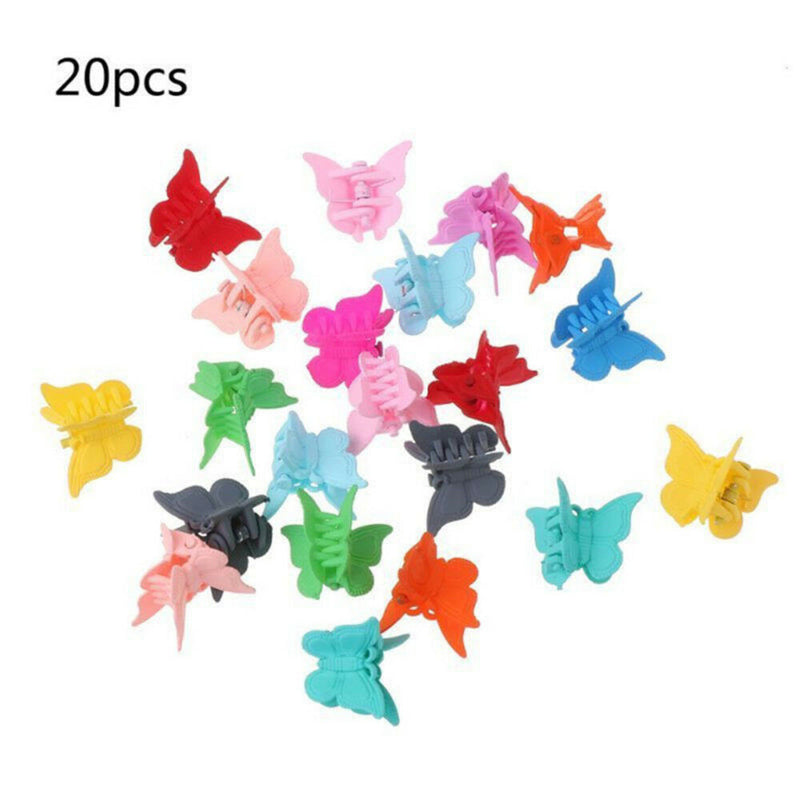 20PCS Mini Hair Claws Multi Colors Hair Clips Butterfly Shape Hair Clamps New