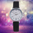 Waterproof Star Sky Quartz Watch Women Leather Strap Wristwatch (Black A) A